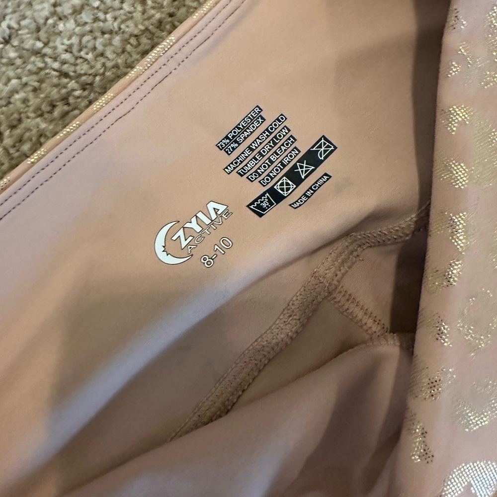 ZYIA Pink and Gold Active Leggings - Picture 3 of 4